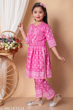 Girls printed rayon Naira set, A-line pyjamas for summer wear, 9-10 years girls clothing