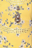 Yellow chiffon palazzo set for girls partywear, floral print top and pants, suitable for western wear