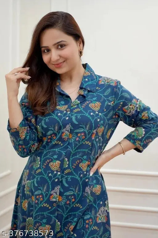 Rayon slub ethnic 2-piece co-ord set for women, printed net kurta with palazzos, India origin
