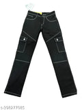Black cargo jeans with six pockets