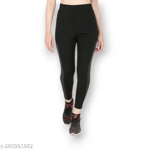 Earth Joy solid lycra active bottomwear for women's gym & workout sessions, 4-way stretch, high rise design