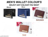 Brown faux leather personalized wallet for men, customizable with name and charm design details available on WhatsApp NoYTR05