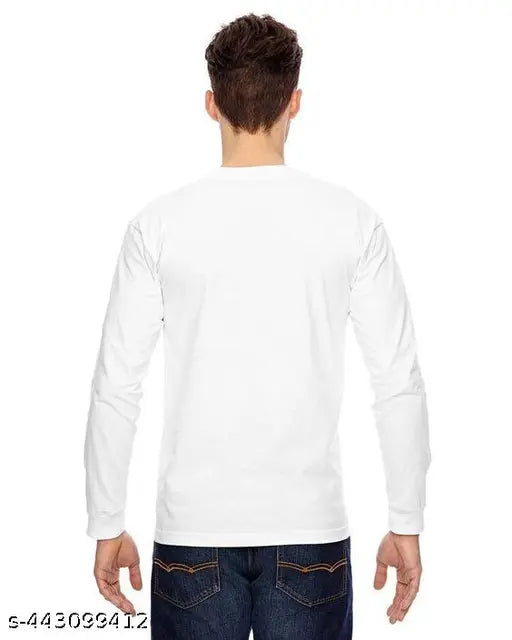 White printed full-sleeve t-shirt for kids, featuring Jay Mata design on polyester material