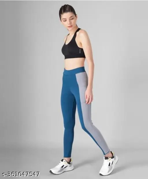 Peach striped polyester spandex workout leggings for ladies, size 28-40 inch, breathable, stretchable, one side pocket