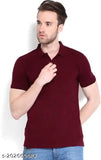 Maroon cotton blend men's regular fit polo neck t-shirt, durable stitching and quality finish for all seasons