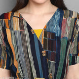Rayon foil printed women's jumpsuit, three-quarter sleeves, vibrant western style from India