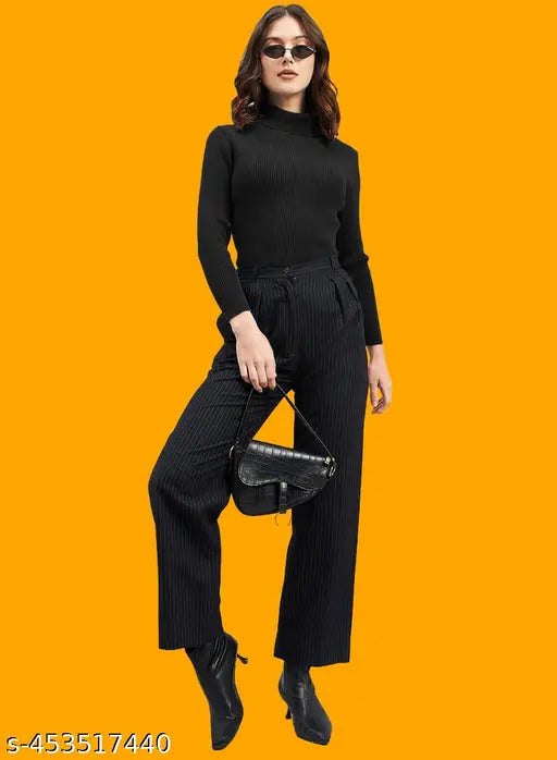 Women's long sleeve Lycra turtleneck t-shirt, solid pattern, S - XXXL sizes available