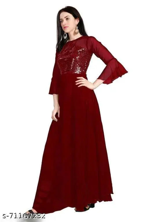 Embellished Georgette, three-quarter sleeve ISHAkurti dress from India