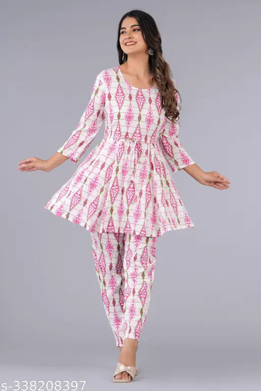 Women's rayon night suit, printed pattern pyjamas in various sizes (S-XXL), softens with wear, finest super combed cotton material, designed for comfort and style, India origin