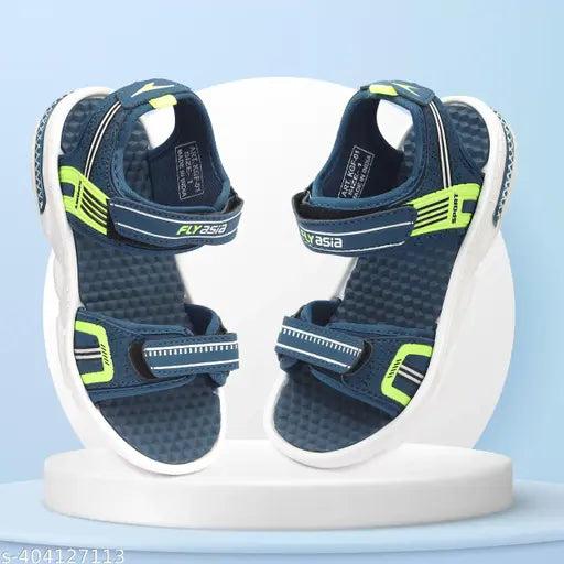 Black and blue flysia kids lightweight sandals for boys, straps with buckles, ideal for warm weather
