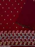 Red and black sparkling georgette saree with sequin details, perfect for special occasions