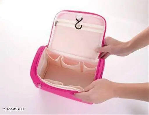 Elegant solid Pu pouches & potlis, large zip main compartment, multi-mesh interior, perfect travel organizer, India origin