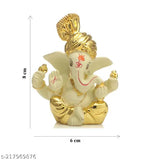 Gold-plated terracotta Karauli Collection Ganesha Idol, 8x6cm home decor showpiece