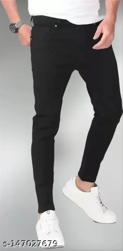 Black denim slim fit jeans by MARKVIEW, hand wash only for long-lasting comfort and fashionable look