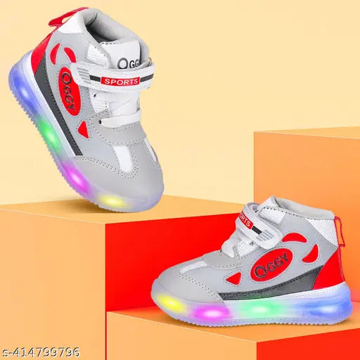 Kids LED shoes, lightweight EVA sole, Velcro fastening - casual sneakers for boys and girls. Glowing shoes with on/off feature. Size: 18-24 months, 2-2.5 years, etc., made in India