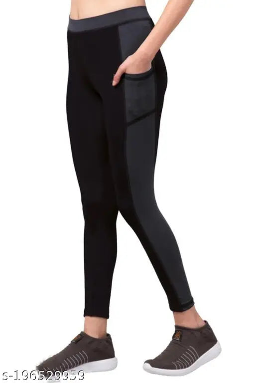 Peach polyester spandex SuperStylish jeggings for women's workout, gym, yoga, or casual activity. Breathable, stretchable, and comfortable with one side pocket