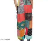 Multi-colored patchwork wide leg harem pants with drawstring waistband, likely cotton or linen material
