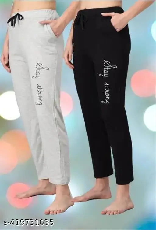 Black cotton women's lounge pants, baggy fit