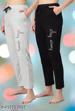 Black cotton women's lounge pants, baggy fit