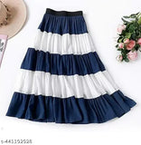 Multicolor rayon colorblocked net skirt, free-size and comfortable for light occasions