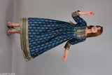 Gold printed rayon women's ethnic Anarkali kurti, long sleeves, India origin
