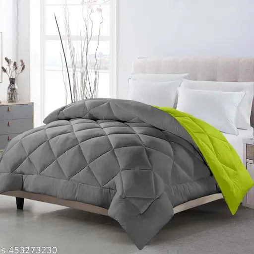 Reversible microfiber comforter single bed (220 GSM wadding, 110 GSM peached extra soft), all-weather, diamond stitched pattern, hypoallergenic filling