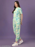 Printed polyester nightsuit set for women, premium quality, elegant design, perfect addition to your wardrobe