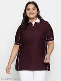 Plus-size women's solid lycra polo t-shirt, dry-fit & breathable for active wear. Made in India