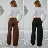Black solid stretch cotton trouser, waistband loop