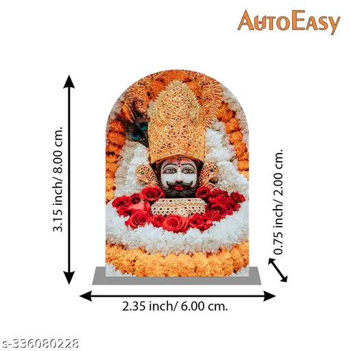 Multi-colored acrylic Khatu Shyam Idol, perfect for car or home decor, religious gift item (8 x 6 x 2 cm)