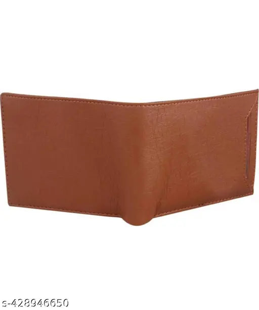 Solid faux leather men's casual card holder wallet, holds 2 compartments. Dimensions: 6cm x 4cm. Handcrafted in India