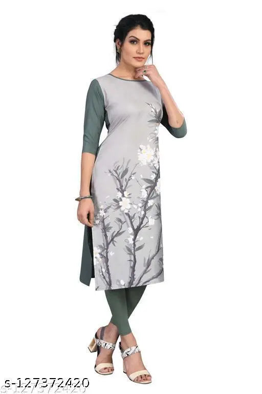 American crepe women's Aline straight crepe kurta combo pack (2), 3/4 sleeve, casual & festive occasion, printed pattern, S-XXL sizes