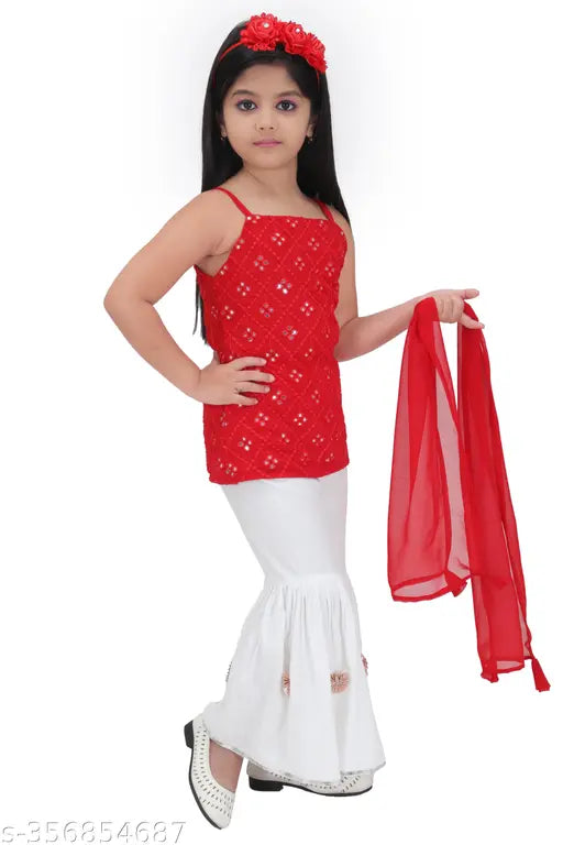 Embellished Georgette Baby Girl Gadara Set (2-8 years), Indian traditional clothing for toddlers