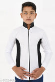 Black and white zip front boys jacket, long sleeves