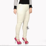 Embroidered net stretchable jeans leggings for girls and women, cotton lycra made in India (28-38 waist sizes)