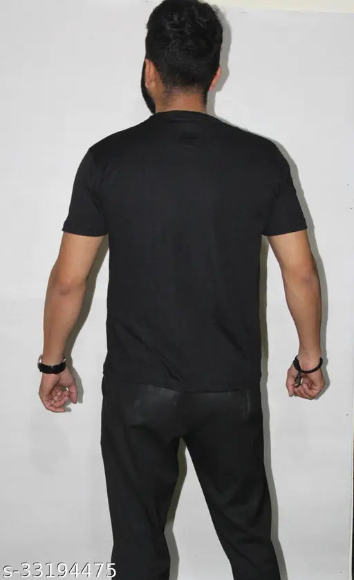 Classy Men's polyester T-shirts, printed short sleeves, size S (35in chest, 27in length), made in India