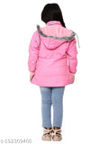 Pink jacket with hood, zip front closure
