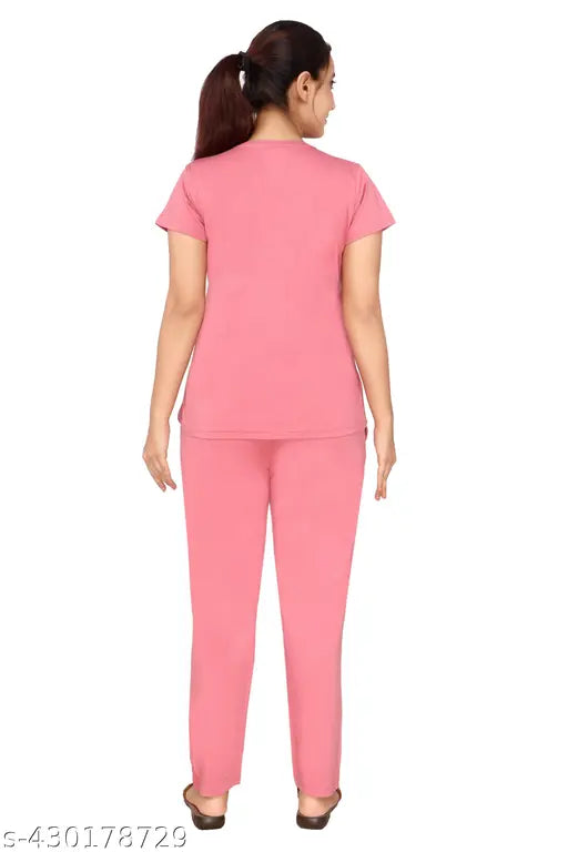 Cotton blend women's half sleeve floral printed nightsuits, perfect for summer comfort