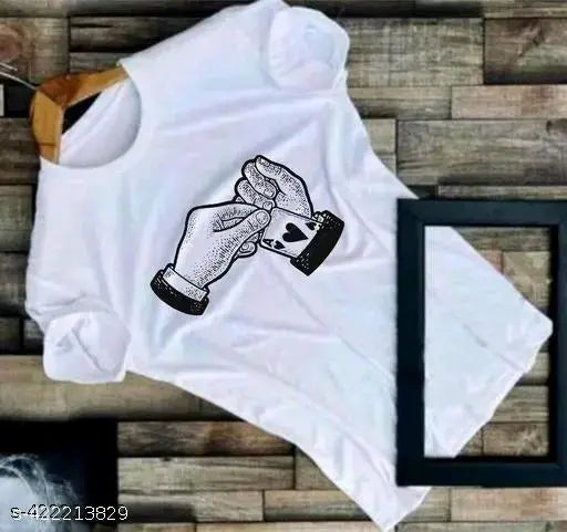 White printed polyester men's round neck t-shirt, short sleeves, high-quality Indian make