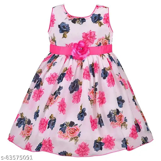 Silver and pink kraft baby girl's dress, knee length