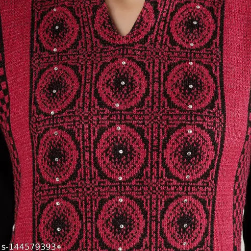Woolen kurti with intricate circular patterns, long sleeves