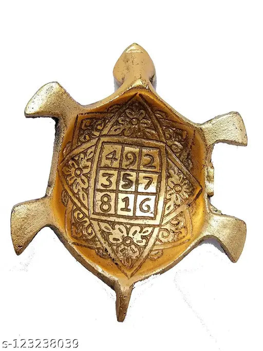 Golden metal feng shui tortoiseshell showpiece, golden diamond-shaped plate, DCREATION STORE