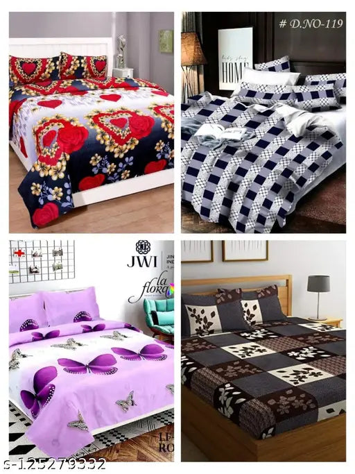 Semwal Creations combo double bed king size 90x90 bedsheet and pillow cover set