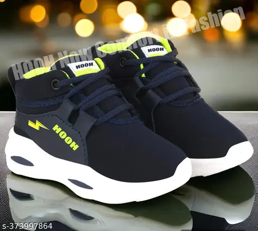 Black and blue sneakers with white sole