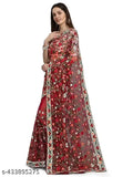 Multicolor Net Saree with Heavy Floral Embroidery, Indian Festive Wear for Parties, Embroidered Silk Blouse included