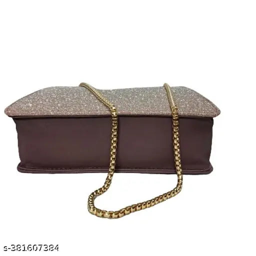 Purple fabric sling bag, box closure