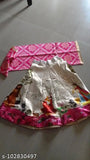 Silk blend Madhubani print panihari kids lehenga choli, three-quarter sleeves, traditional Indian kids wear for festivals