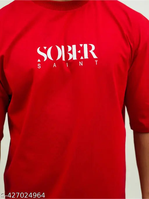 Red oversized cotton lycra T-shirt with 3D printed wings, ideal for casual or party wear. Made in India