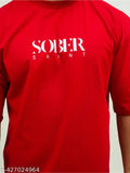 Red oversized cotton lycra T-shirt with 3D printed wings, ideal for casual or party wear. Made in India