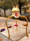 Brass gold Shivling stand decorative showpiece for puja, 14cm tall and wide, Indian traditions